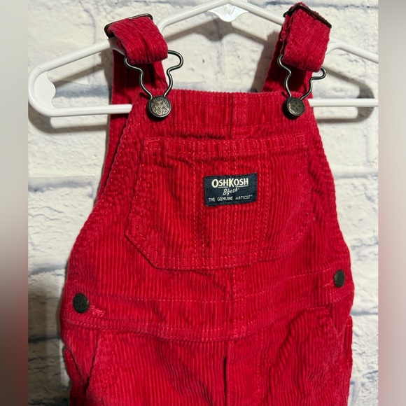 OshKosh B'gosh Other - Vtg OshKosh B'gosh Kids Red Vestbak Corduroy Overalls, Size 18 months